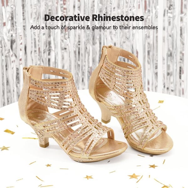 Girls Rhinestones Sandals - GOLD - 3